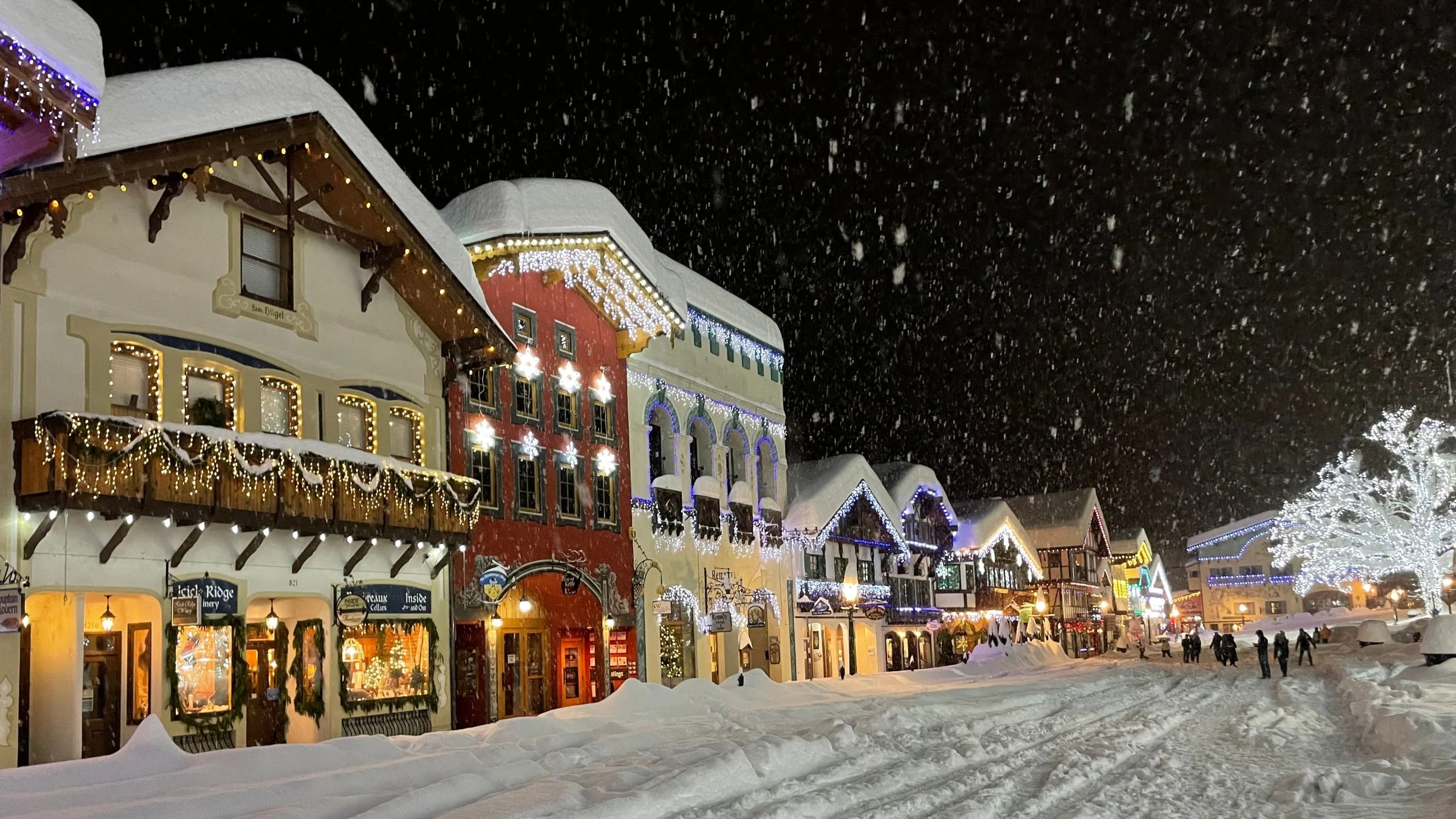 View of town of Leavenworth in Winter
